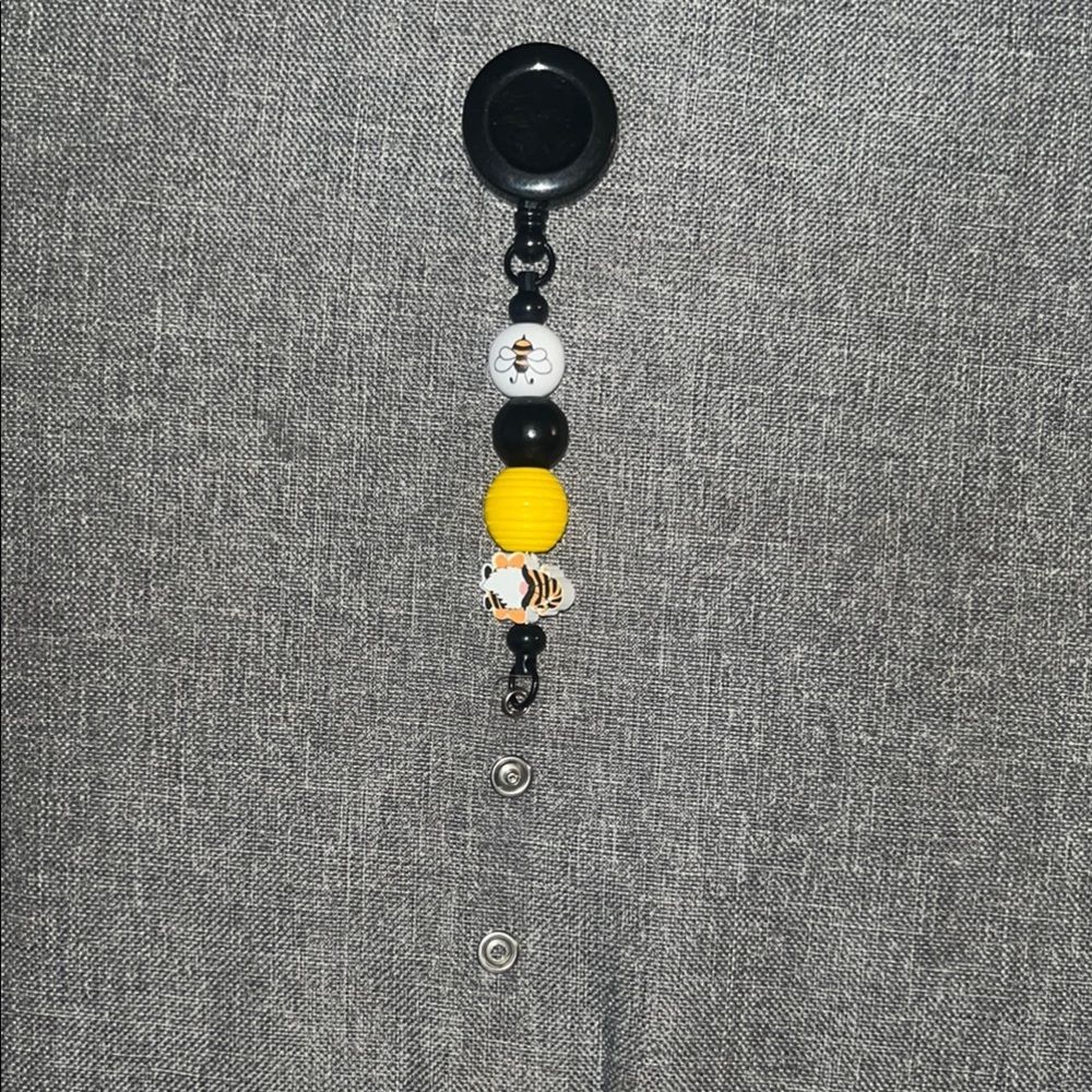 Bee-Themed Badge Reel with Beads
